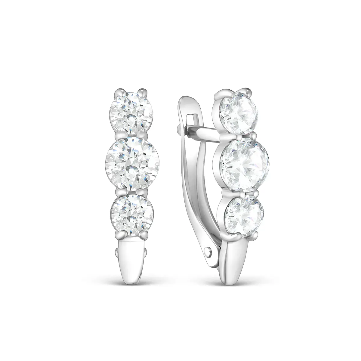 Серьги из серебра 925 пробы с фианитами